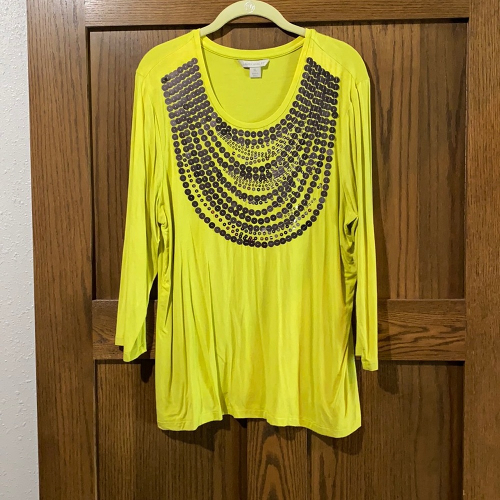 Laura Ashley Xl lime green top